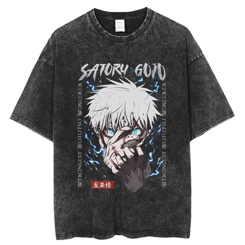 Vintage Washed Jujutsu Kaisen Gojo Sat T-Shirt